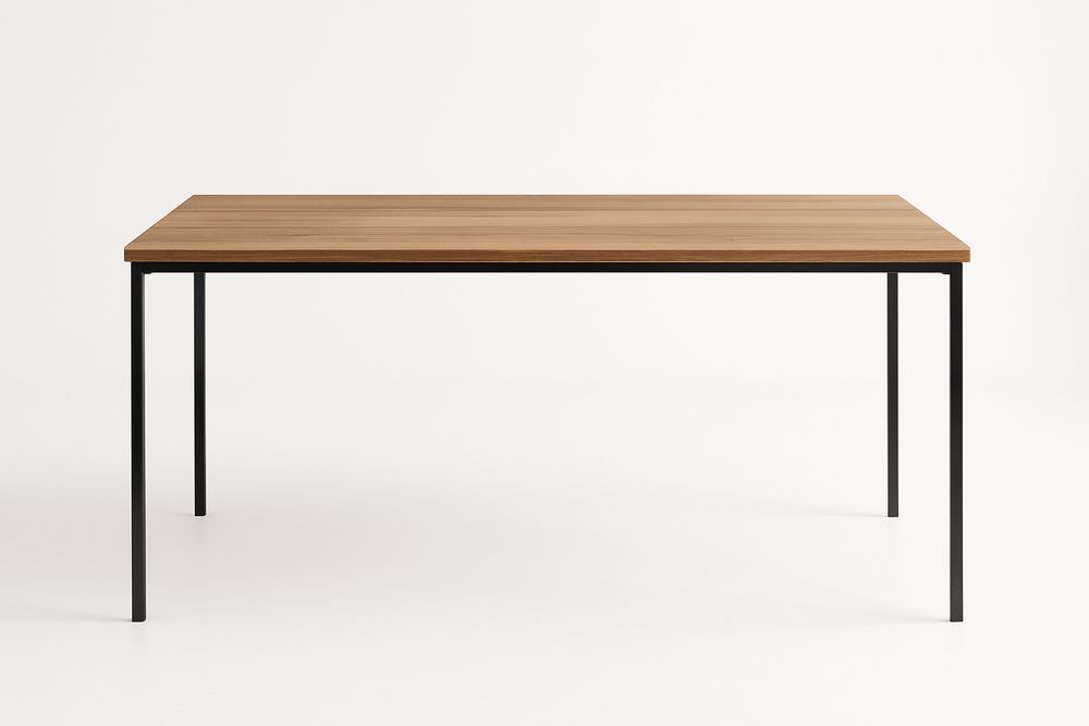 Table rectangulaire en bois et métal 140x80x75 cm Marron Noir-Nordlinea