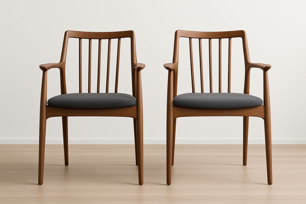 Chaises en bois avec assise en tissu gris Lot de 2-Nordlinea