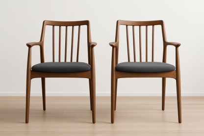 Chaises en bois avec assise en tissu gris Lot de 2-Nordlinea