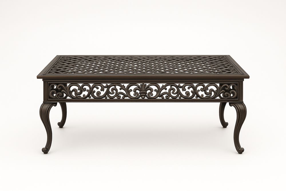 Table basse en aluminium brun avec motifs sculptés-Nordlinea