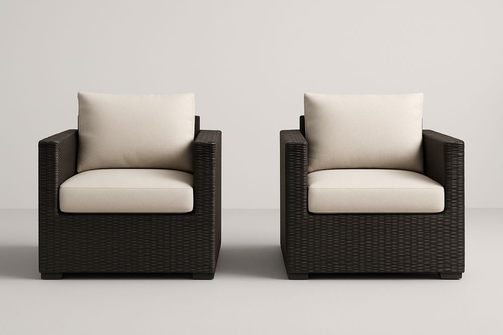 Ensemble de 2 Fauteuils de Jardin en Résine Marron avec Coussin Beige-Nordlinea