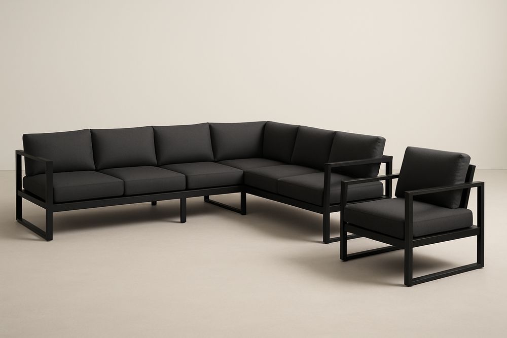 Canapé sectionnel extérieur aluminium polyester noir-Nordlinea