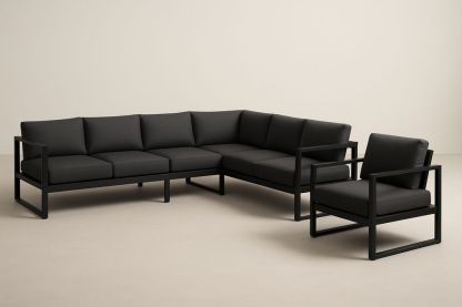 Canapé sectionnel extérieur aluminium polyester noir-Nordlinea