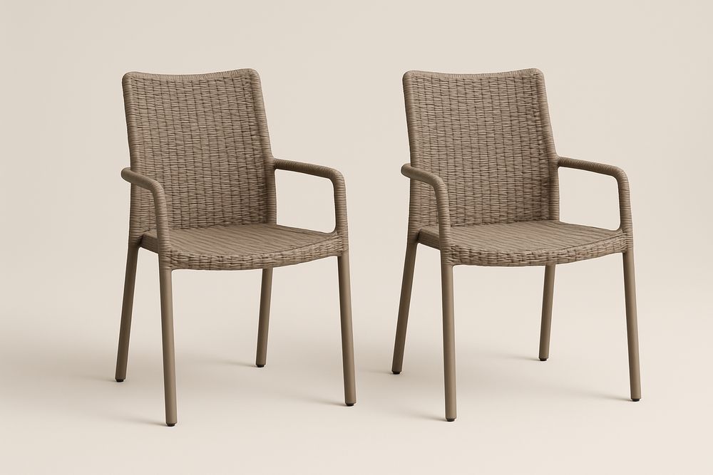 Ensemble de 2 chaises de jardin en rotin synthétique avec structure en aluminium-Nordlinea