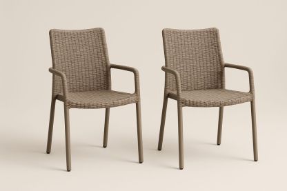 Ensemble de 2 chaises de jardin en rotin synthétique avec structure en aluminium-Nordlinea