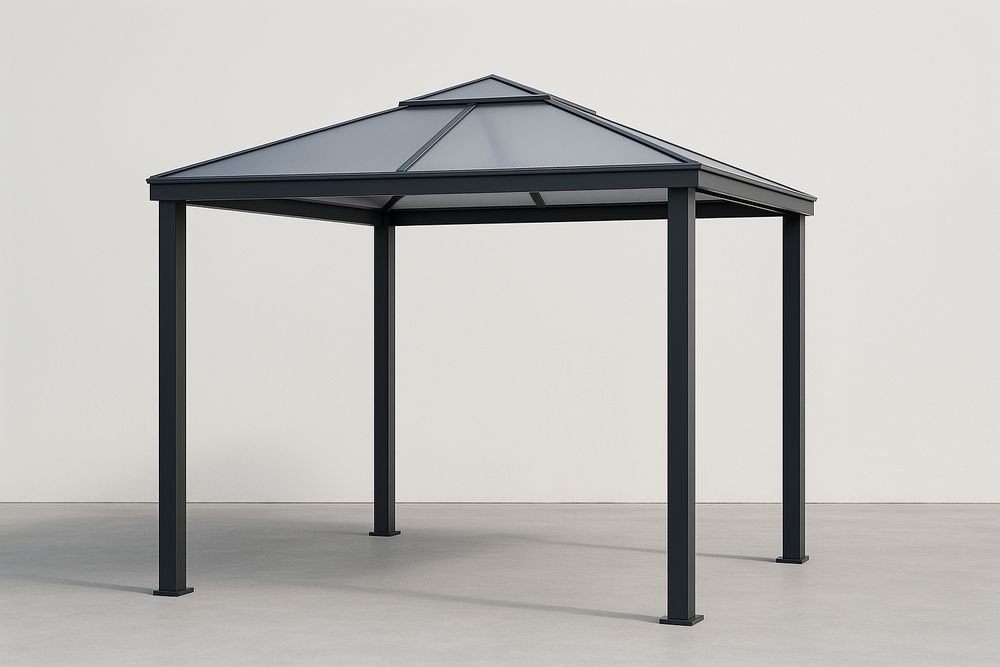 Pavillon extérieur en aluminium et polycarbonate noir-Nordlinea