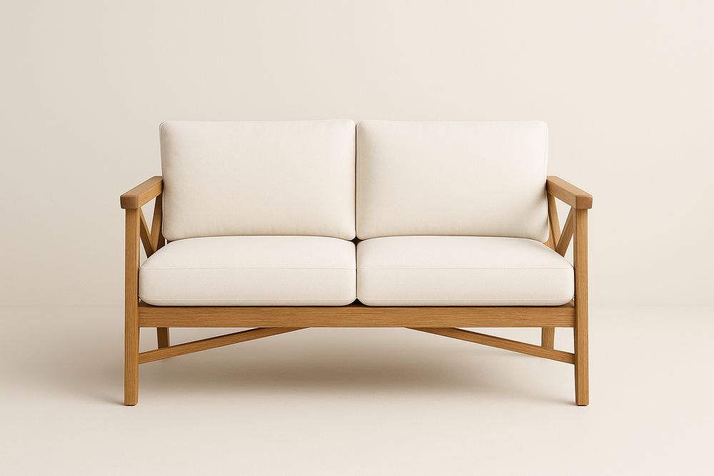 Canapé 2 Places Chêne Tissu Beige-Nordlinea