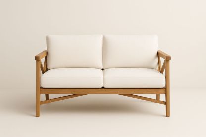 Canapé 2 Places Chêne Tissu Beige-Nordlinea