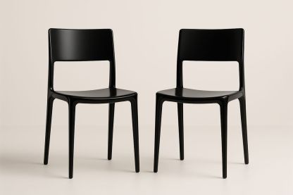 Chaises noires en plastique Polypropylène 45x50x85 cm-Nordlinea