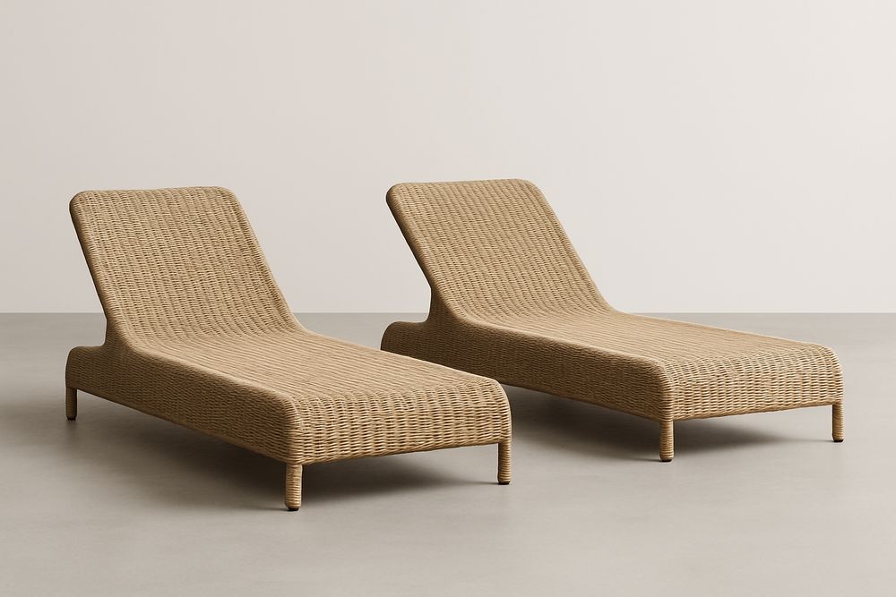 Ensemble de deux chaises longues en résine tressée beige-Nordlinea