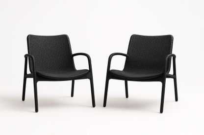 Lot de 2 fauteuils de jardin en polypropylène noir-Nordlinea