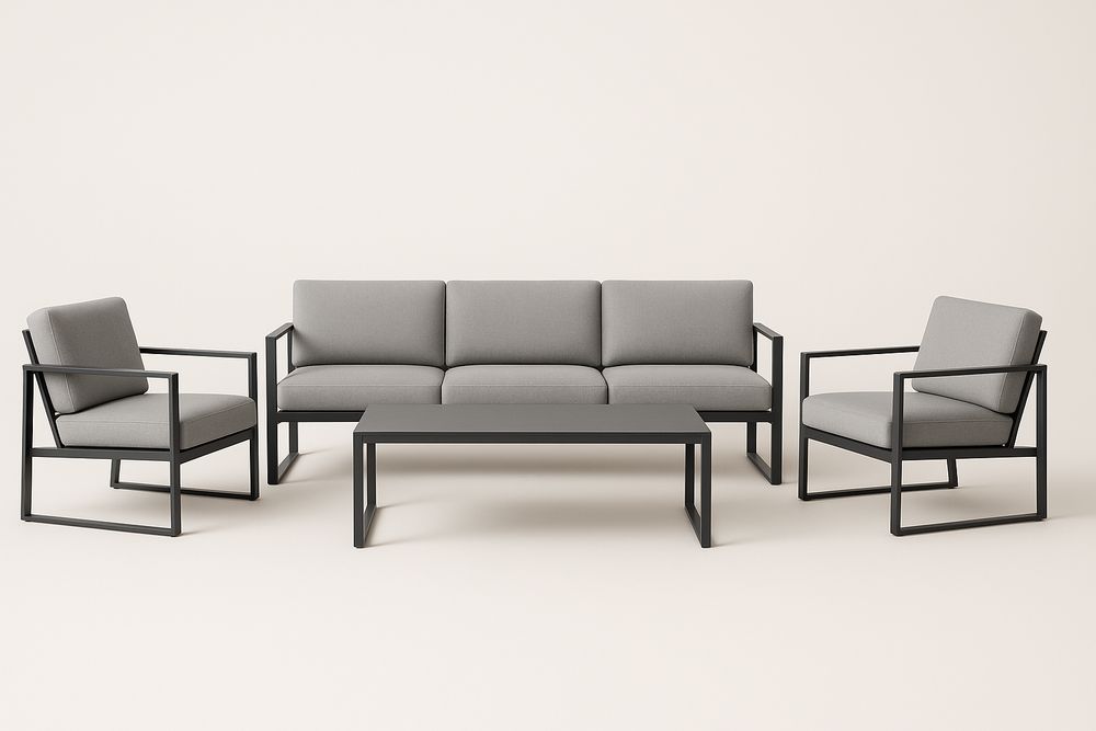 Ensemble de Mobilier de Jardin en Aluminium et Polyester Gris et Noir-Nordlinea