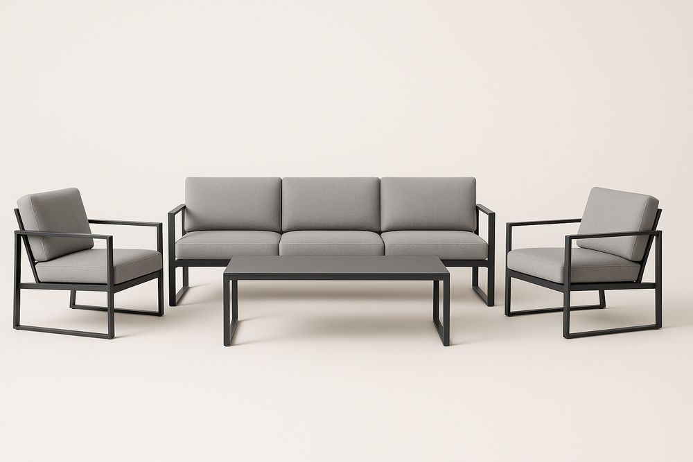 Ensemble de Mobilier de Jardin en Aluminium et Polyester Gris et Noir-Nordlinea