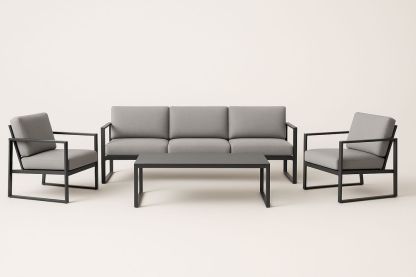 Ensemble de Mobilier de Jardin en Aluminium et Polyester Gris et Noir-Nordlinea