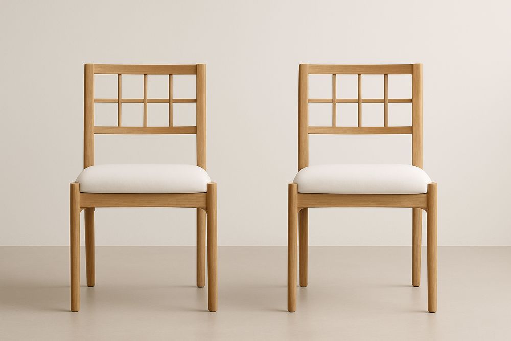 Lot de 2 chaises en bois avec assise blanche rembourrée-Nordlinea