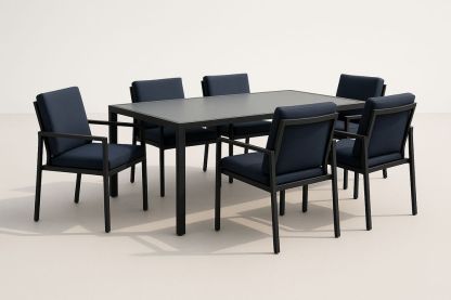 Ensemble de mobilier de jardin en aluminium et tissu bleu-Nordlinea