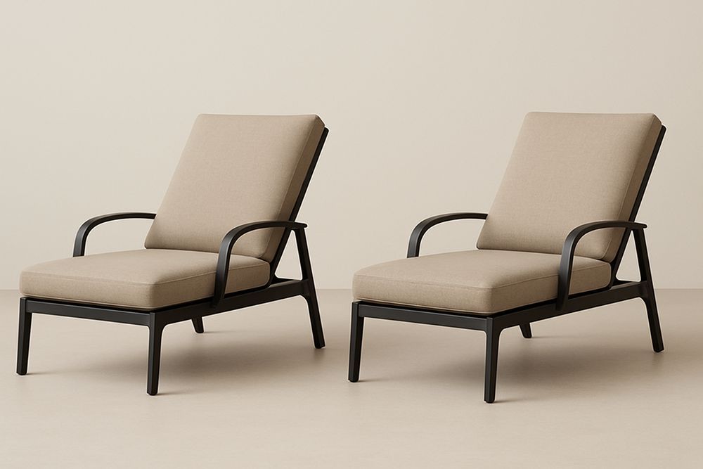 Set de 2 chaises longues en métal et tissu beige-Nordlinea