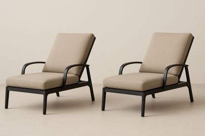 Set de 2 chaises longues en métal et tissu beige-Nordlinea