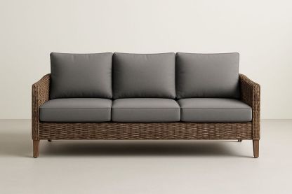 Canapé 3 places en rotin et tissu Gris-Nordlinea