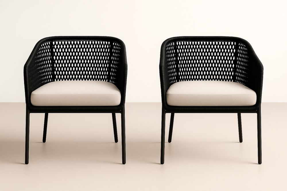 Lot de 2 fauteuils d'extérieur en polypropylène avec coussin en polyester-Nordlinea