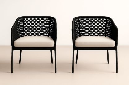 Lot de 2 fauteuils d'extérieur en polypropylène avec coussin en polyester-Nordlinea