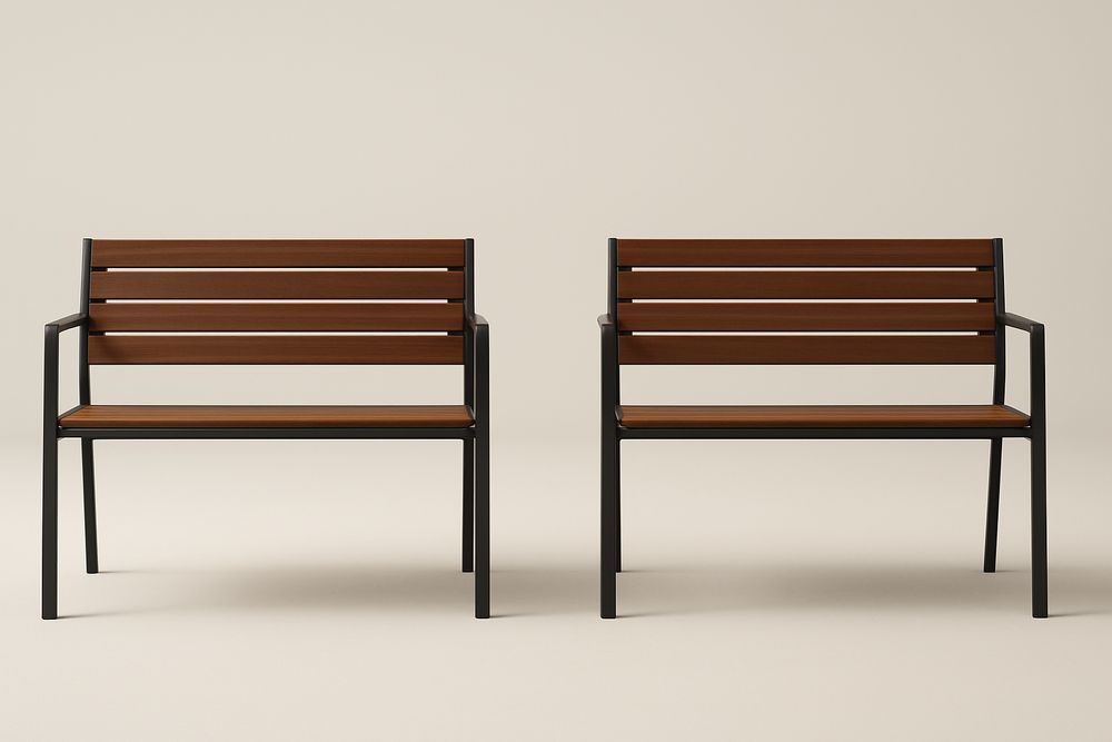 Banc de Jardin Rectangulaire Marron Bois Métal Lot de 2 120x55x80 cm-Nordlinea