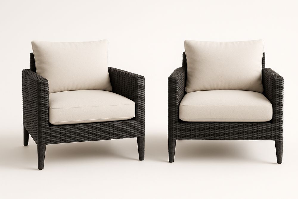 Fauteuil en Rotin Résine Noir avec Coussins en Polyester-Nordlinea