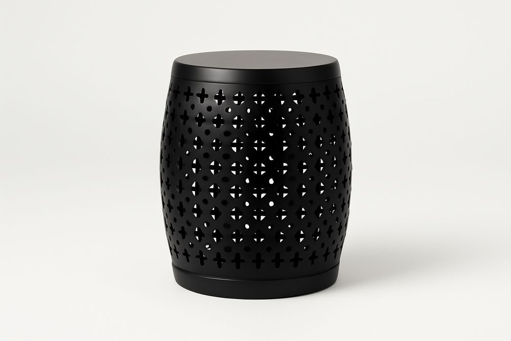 Table d'appoint en métal perforé Noir diamètre 30 cm hauteur 45 cm-Nordlinea