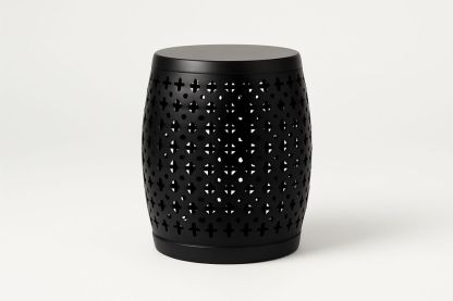 Table d'appoint en métal perforé Noir diamètre 30 cm hauteur 45 cm-Nordlinea