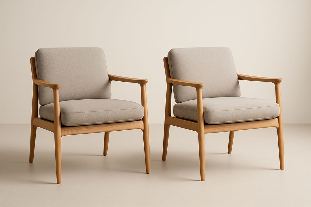 Lot de 2 fauteuils en tissu polyester avec cadre en bois-Nordlinea