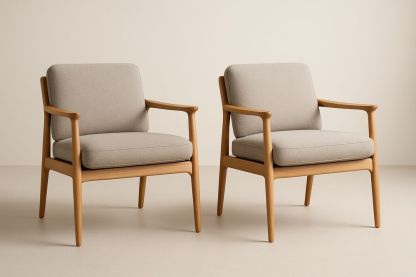 Lot de 2 fauteuils en tissu polyester avec cadre en bois-Nordlinea