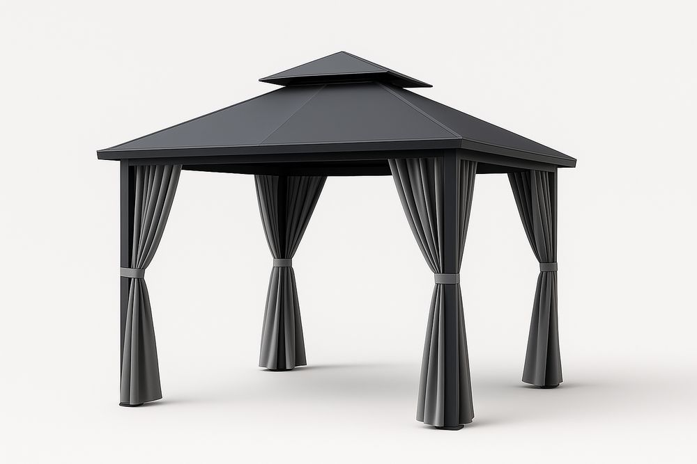 Pavillon de jardin en acier et polyester gris 3x3x2.7 m-Nordlinea