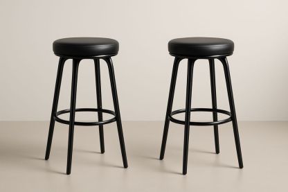 Paire de tabourets hauts en métal et simili cuir noir-Nordlinea