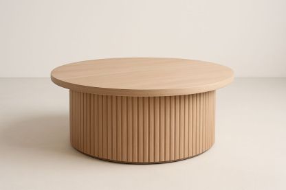 Table Basse Ronde Bois Chêne Clair 80cm-Nordlinea