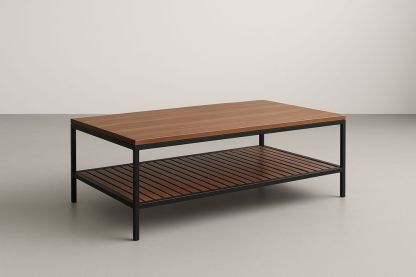 Table basse en bois et métal rectangulaire 120x60 cm-Nordlinea