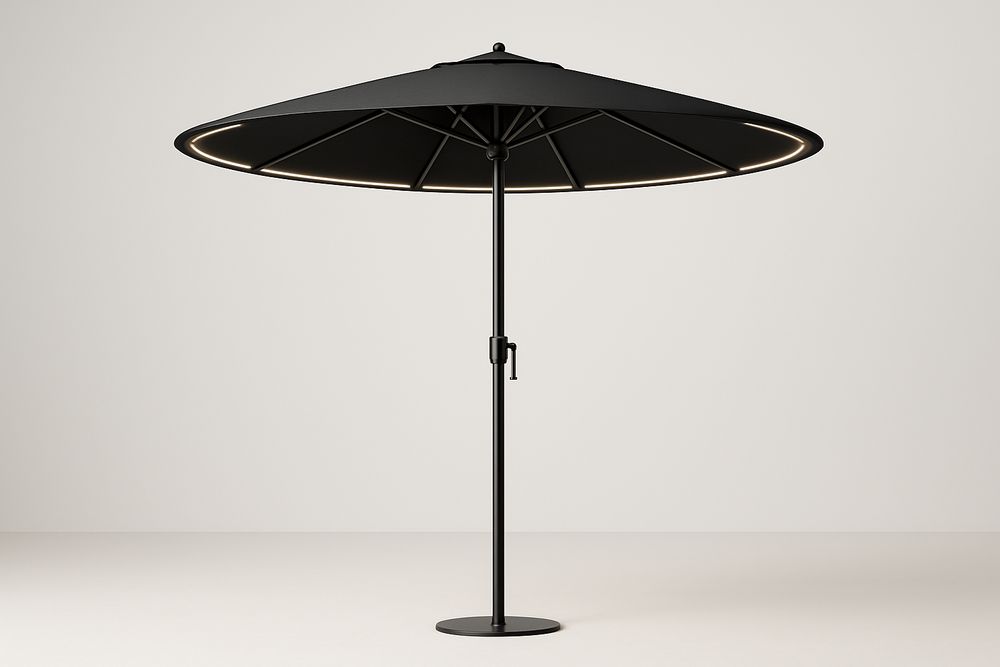 Parasol Rond en Aluminium avec LED 300 cm Noir-Nordlinea
