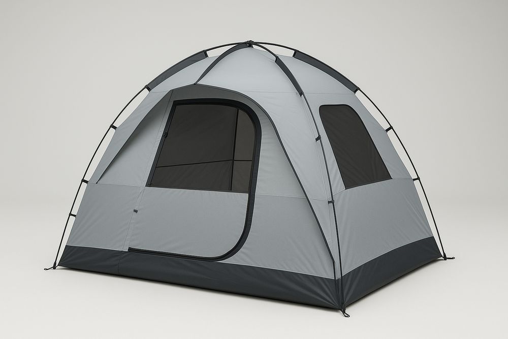 Tente de camping dôme 4 personnes polyester imperméable Gris/Noir-Nordlinea