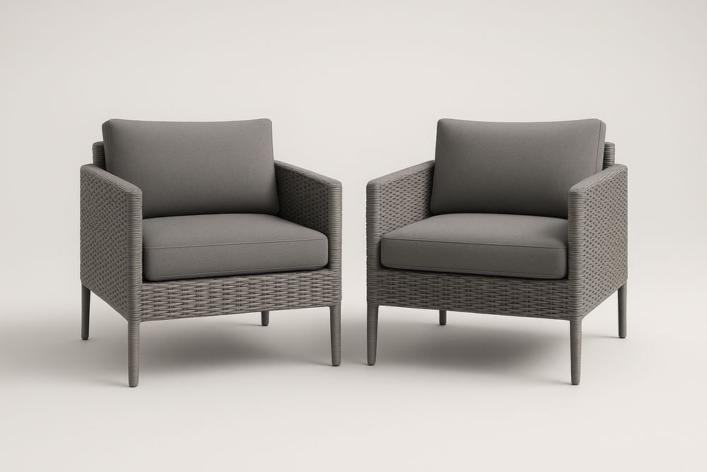 Lot de 2 fauteuils de jardin en résine avec coussins en polyester Gris-Nordlinea