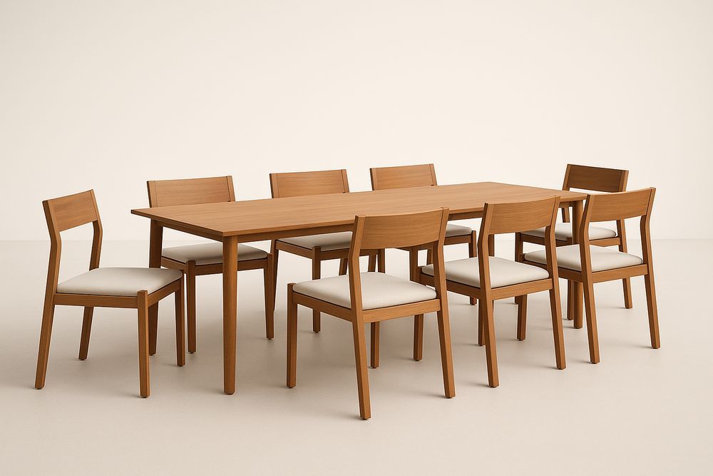 Ensemble table à manger bois de chêne clair avec 8 chaises-Nordlinea