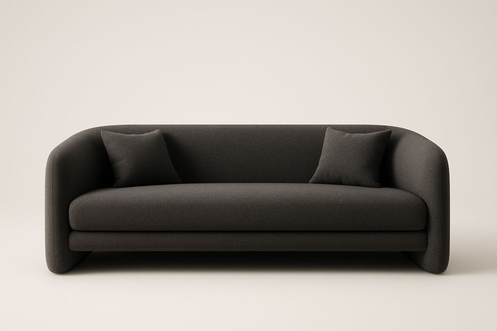 Canapé 3 Places Courbe Anthracite Tissu Mousse 210x80x70 cm-Nordlinea