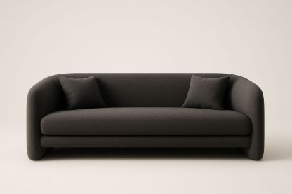 Canapé 3 Places Courbe Anthracite Tissu Mousse 210x80x70 cm-Nordlinea
