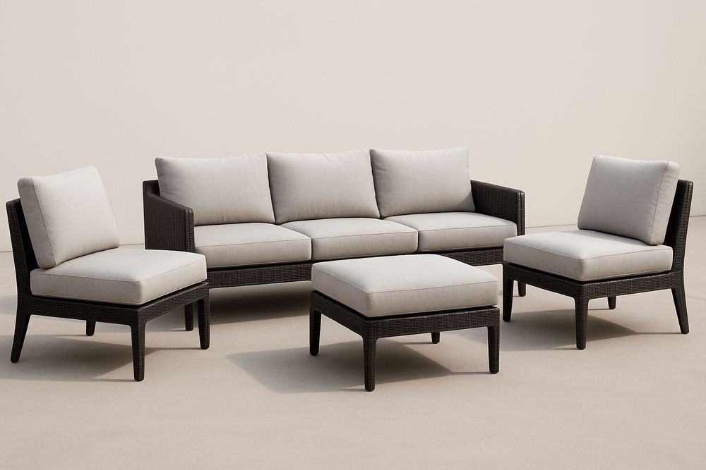 Ensemble de salon de jardin en résine tressée couleur Crème-Nordlinea