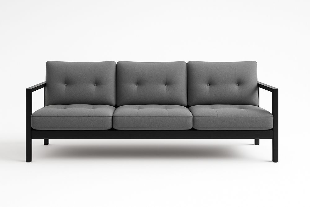 Canapé trois places gris structure en bois avec tissu polyester-Nordlinea