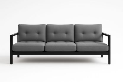 Canapé trois places gris structure en bois avec tissu polyester-Nordlinea