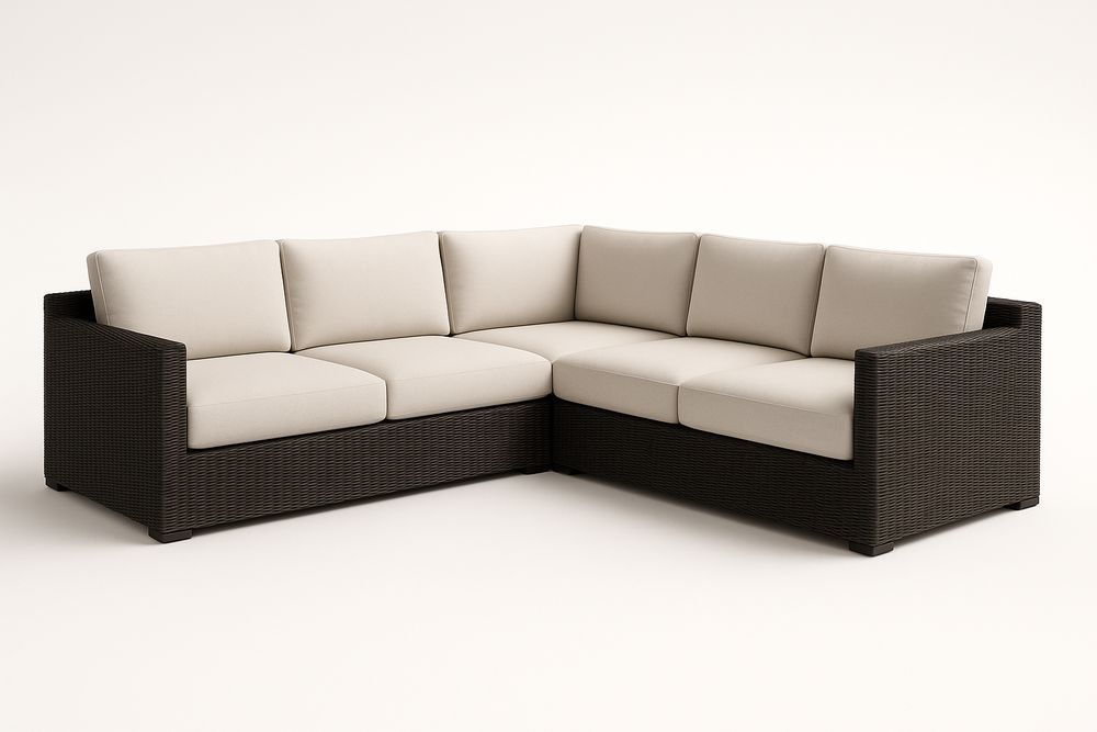 Canapé d'angle en rotin avec coussins en polyester Beige et Brun-Nordlinea