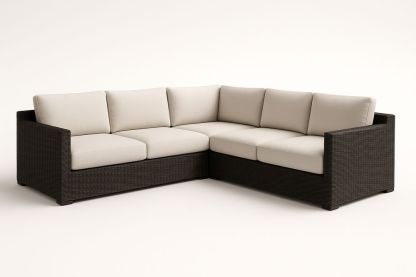 Canapé d'angle en rotin avec coussins en polyester Beige et Brun-Nordlinea