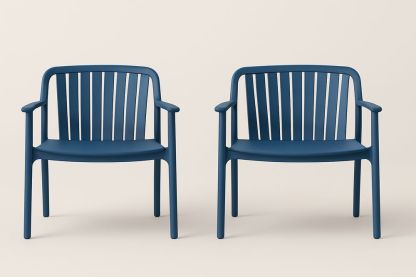 Lot de 2 Chaises de Jardin en Plastique Bleu-Nordlinea