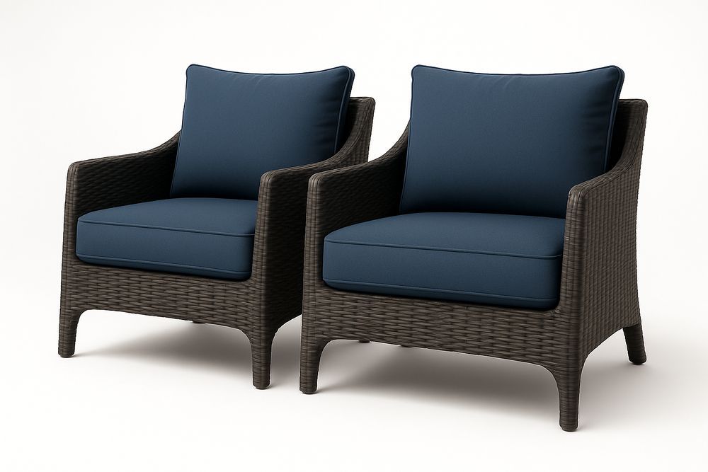 Lot de 2 Fauteuils d'Extérieur en Rotin Synthétique Bleu/Anthracite-Nordlinea