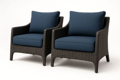 Lot de 2 Fauteuils d'Extérieur en Rotin Synthétique Bleu/Anthracite-Nordlinea