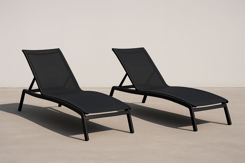 Ensemble de Chaises Longues en Aluminium Noir et Textilène-Nordlinea